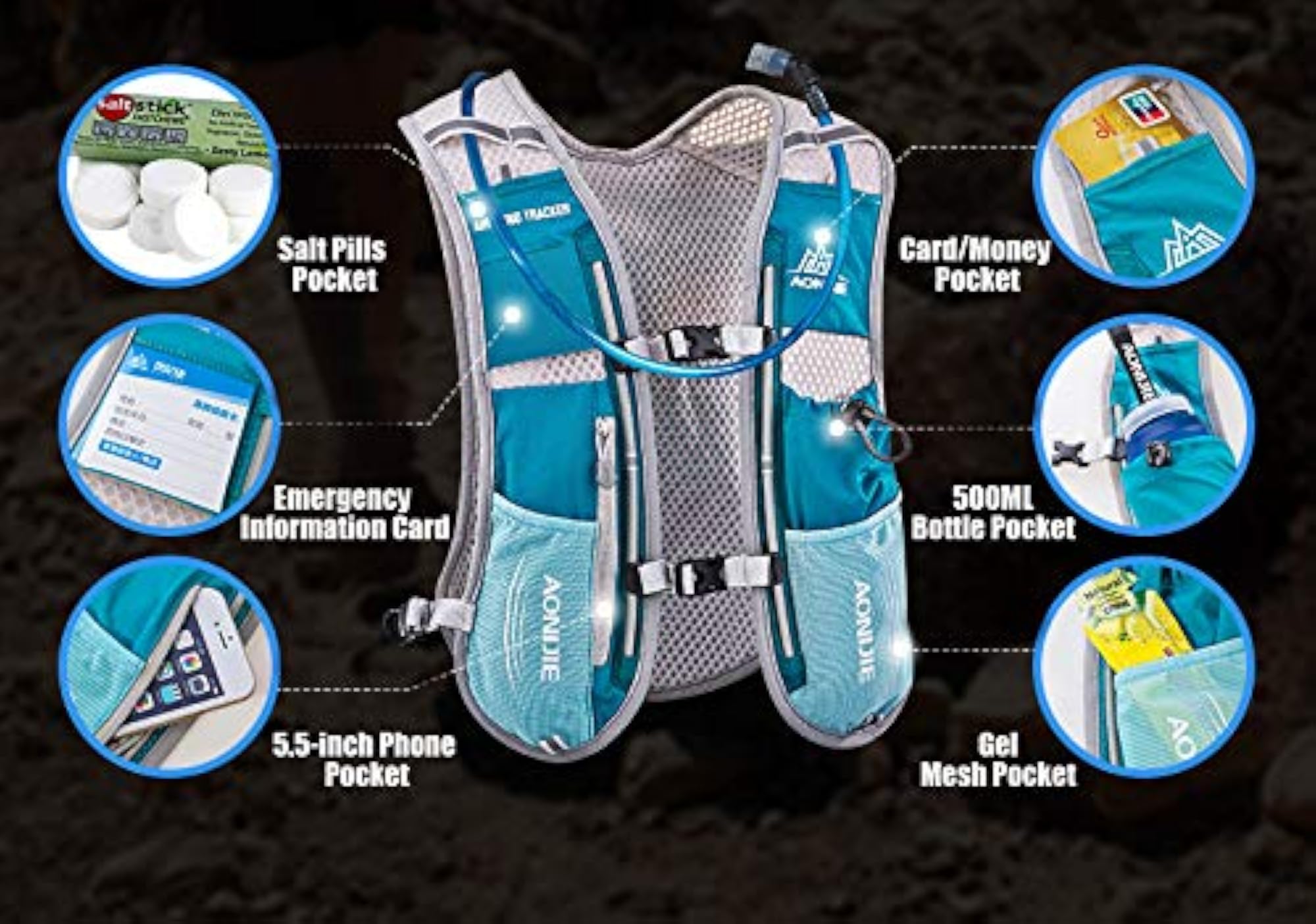 Premium Reflective Vest Sport Water Bottle Backpack Bag