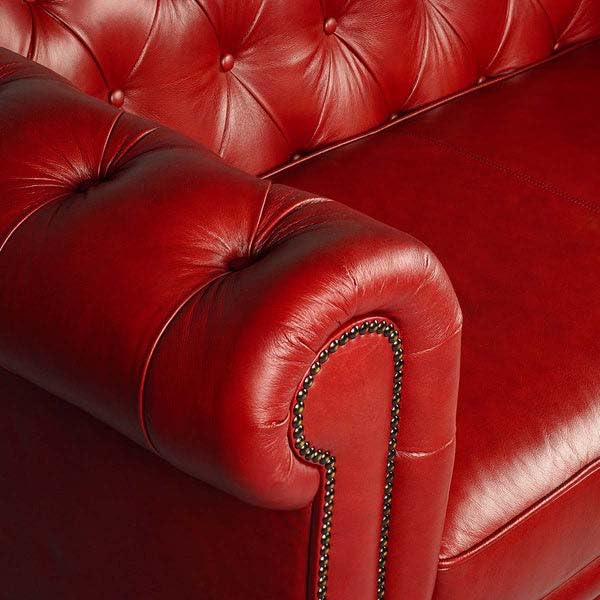 Image of UMAR ARTS Luxury Chesterfield Leatherate Sofa Set, Tufted Genuine Leatherate, Classic Living Room Furniture (1 Seater Red)