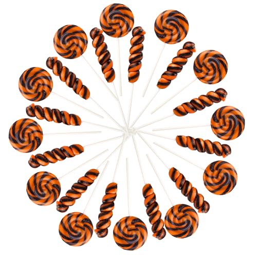 Orange and Black Swirl Lollipops, Creamsicle Flavored Suckers, Individually Wrapped Party Favors, 24 Count