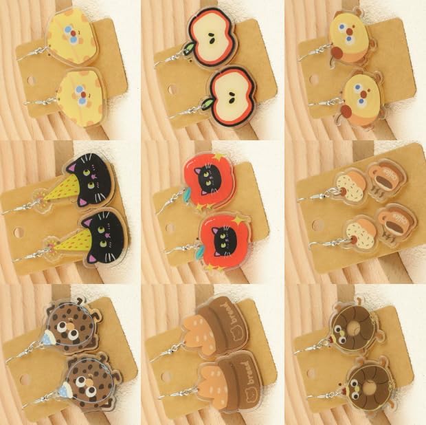 Acrylic Kawaii Cartoon Earrings – Cake, Big-Eye Fruit & Black Cat Jewelry for Parties, Festivals & Daily Fun image 5