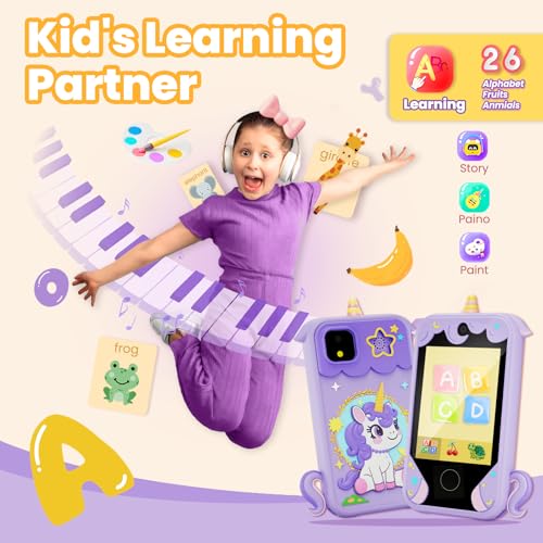 Kids Phone for Girl Toys, Christmas Birthday Gifts for Age 3-10 Year Old Girls Boys Toys, Kids Toddler Smart Phone, Detective Educational Learning Toys with 2.8" Touchscreen, Music Video Game (Purple) - Image 3