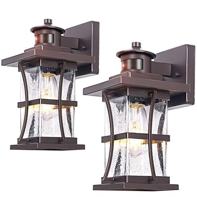 2 Packs Motion Sensor Outdoor Lights - Dusk to Dawn Outdoor Lighting, Oil Rubbed Bronze Porch Lights Outdoor Wall Sconce, Waterproof Exterior Light Fixtures for House, Garage, Entryway Anti-Rust, E26