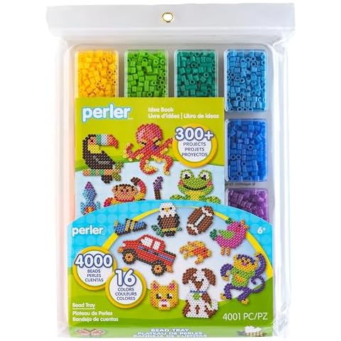 Perler 17605 Assorted Fuse Beads Kit with Storage Tray and Pattern Book for Arts and Crafts, Multicolor, 4001pcs Cover