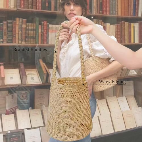 Sac en paille raphia haut de gamme au design de panier osier chic