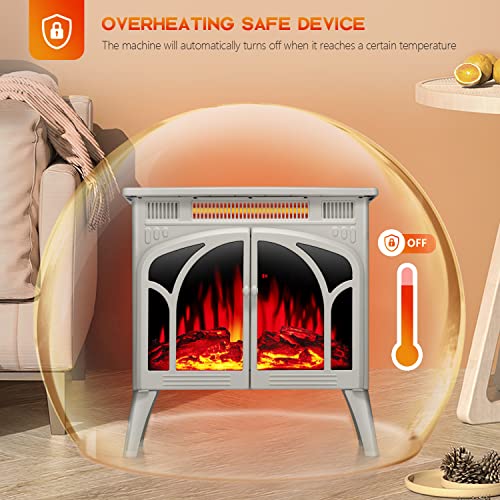 R.w.flame Electric Fireplace Heater 25" With Remote, Cathedral Stylish, Different Flame Effects And Log Set Colors, Adjustable Brightness And Heating Mode, Overheating Safe Design, Beige #TOP3