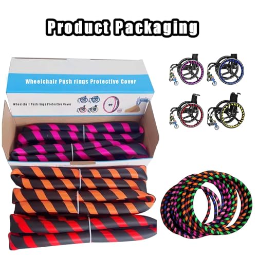 1 Paar Rollstuhl-Schieberrandabdeckungen Silikon Anti-Rutsch Schutzhülle Verschleißfeste Hand Push Ring Griffe für 20-24 Zoll Rollstühle