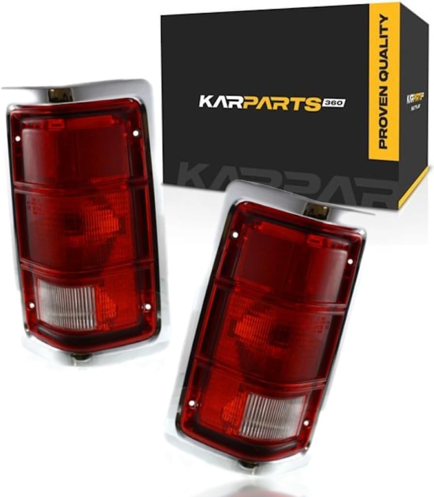 KarParts360 For Dodge Truck Pickup Tail Light Assembly Lens 1987-1993 Pair Driver and Passenger Side For CH2808103 + CH2809103