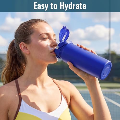 Image of OLDLEY 32oz Insulated Water Bottle with 2-in-1 Straw & Chug Lid, Leakproof Stainless Steel Bottle, Double Wall Vacuum Insulated Water Bottle for Sports, Gym, Travel,Royal Blue