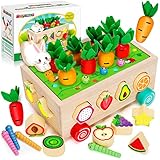 BAYSING Montessori Toys for 2,3,4 Year Old Baby Boys and Girls, Carrots Harvest Game, Wooden Shape S