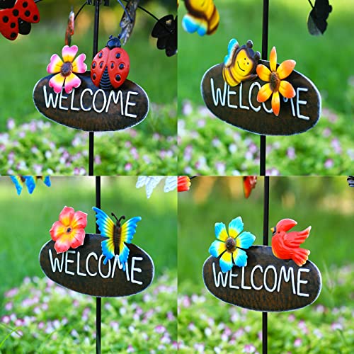 Smljfo Wind Spinner Garden Stake With Welcome Sign Lovely Insect Outdoor Decorative Yard Pinwheel Lawn Ornaments For Yard Garden Lawn Pathway Party Decor(Butterfly Style) #TOP3