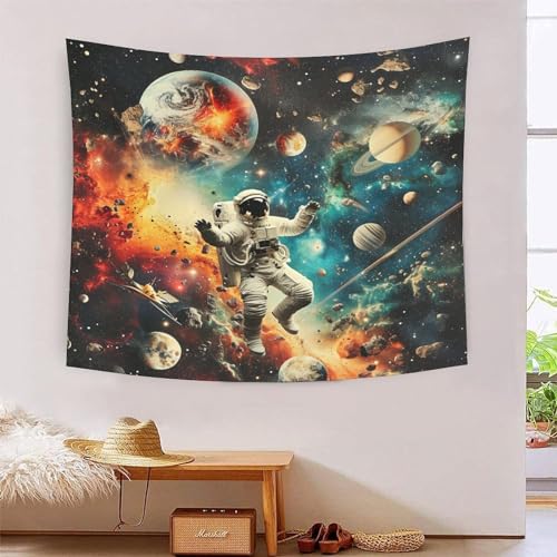 Tapisserie murale astronaute 3D BXYAFEKUD tissu déco 180x230 cm