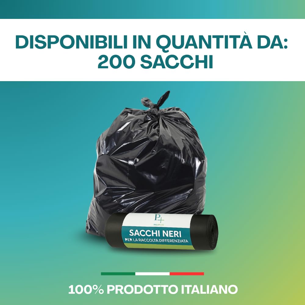 Virsus Sacchi Neri Grandi Resistenti Sacchi Spazzatura condominiali cm 90x120 120 Litri 200 Pezzi