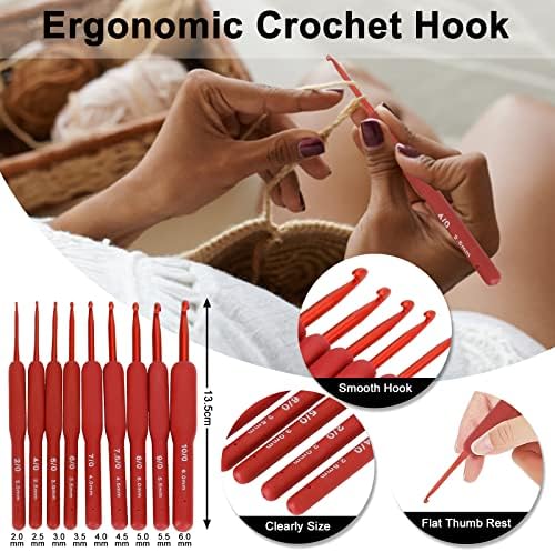 Crochet Hooks Set 90PCS, Crochet Kits for Beginners Adults, Knitting Starter Kits Beginners Crochet Kit with 0.6-6.0mm Metal Crochet Hooks,12 Ball Wool Yarn, Knitting Accessories and Hanging Case