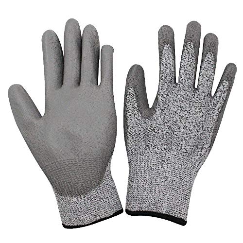 CHENG Cut Resistant Gloves, Mechanic General Utility Breathable Work Gloves - Durable/Rustproof/Skid/Abrasion Resistant for Gardeners Work DIY,Gray,L