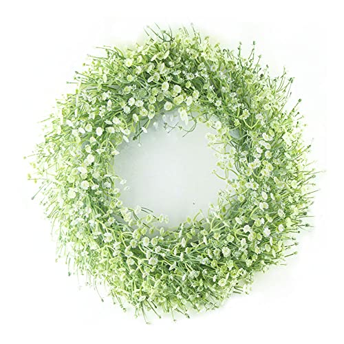 Artificiales Corona De Puerta Guirnalda, 42cm Corona Puerta Navidad Exterior e Interior, Corona Artificial Decorativa De Gypsophila, para Puerta De Entrada, Boda, Jardín, Ventana, Exterior Cover