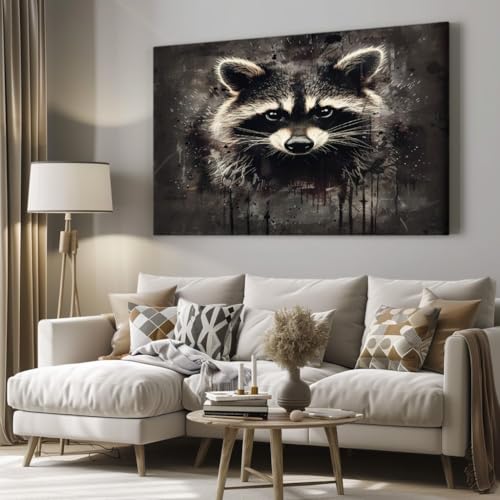 MKBKLI Cuadros modernos para sala de estar, diseño de mapache, estilo acuarela, póster y impresiones modernas, imágenes de arte de la pared, impresión decoración salón, 50 x 100 cm, sin marco