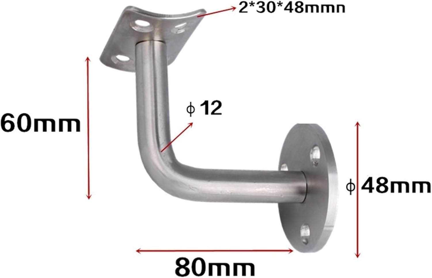 Hand Rail Brackets 2 Pcs Brackets Stair Handrail Fixed Holder Rack Support Accessories Balustrade Hardware Stainless Steel(60x80mm)