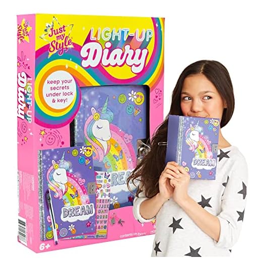 Just My Style Light Up Diary By Horizon Group Usa, Keep Your Secrets Under Lock & Key! Write Your Secret Messages & Decorate Pages with Colorful Stickers! Light Up Cover