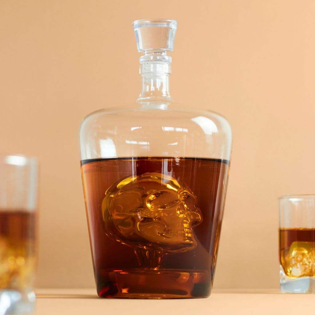 Balvi - décanteur à Whisky Poison. Bouteille à Liqueur d'1 Litre. Contient Une tête de Mort à l'intér
