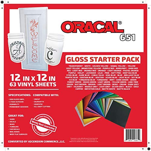 Oracal 651 Popular Pack - Adhesive Craft Vinyl For Cricut, Silhouette, Cameo, Craft Cutters, Printers, And Decals ((63) Sheets) #TOP1