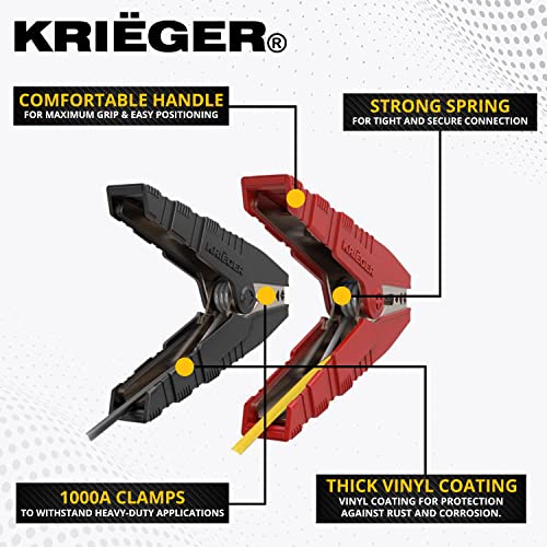 K Kriëger Jumper Cable Kit For Car Battery, Heavy Duty Automotive Booster Cables For Jump Starting Dead Or Weak Batteries, 1000Amps Custom-Made Alligator Clamps - Travel Bag Included (20 Ft, 4-Gauge) #TOP2