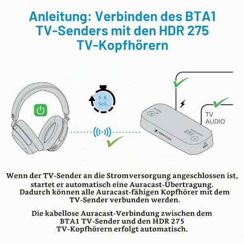 Sennheiser RS 275 TV Kopfhörer - Bluetooth Kopfhörer und Transmitter Bundle - Low Latency Wireless Kopfhörer mit virtuellem Surround Sound… – Ansicht 3