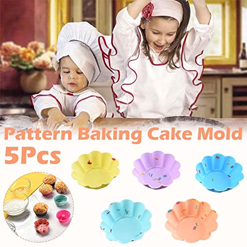 5Pcs/Set Silicone Cake Mold Muffin Cupcake Baking Molds Cake Decorating Cake Cup Bakeware Cooking Tools Maker #TOP3