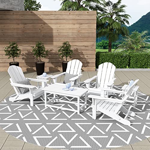 Westintrends Malibu Outdoor Coffee Table, 35" X 17.5" All Weather Poly Lumber Patio Adirondack Coffee Table For Garden Lawn Porch Balcony, Ivory #TOP3