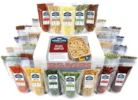 Harmony House Deluxe Sampler - 32 Count Variety Pack, Resealable Zip Pouches, For Cooking, Camping, Emergency Supply and More