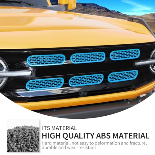 Image of Linskip Oval Grille Inserts Fit for 2021-2025 Ford Bronco, Front Mesh Grille Cover for Bronco Exterior Accessories, Enhancing Vehicle Front Appearance(baby blue)