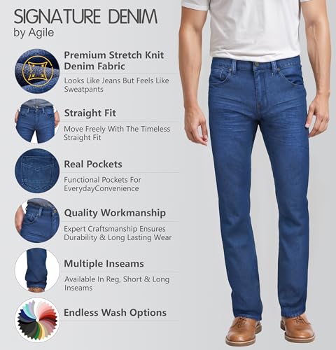Image of ETHANOL Men's Straight Knit Denim Jeans