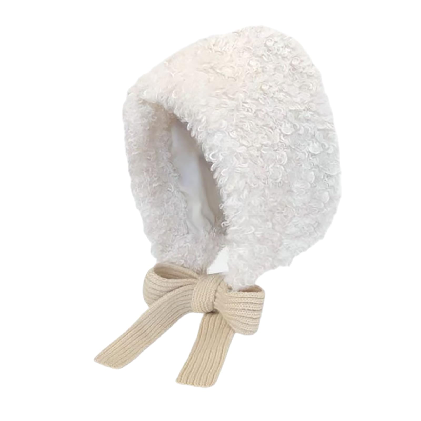 Berber Fleece Solid Color Winter Warm Hooded Scarf Hat for Skiing Hiking Outdoor Women Windproof Ear Flap Hat