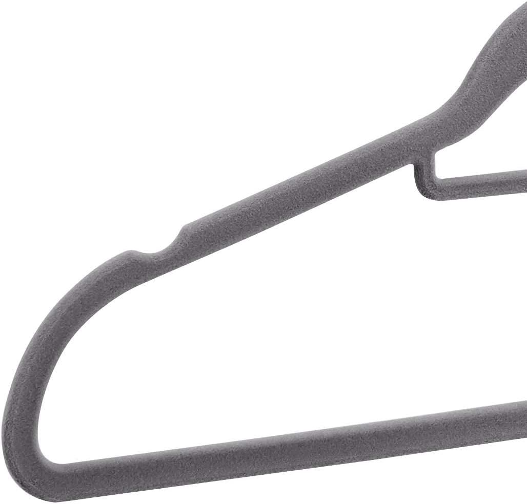 Amazon Basics Space Saving Heavy Duty Non-Slip Velvet Suit Hangers with Horizontal Tie Bar, Sturdy for Clothes Organization and Storage, Dark Gray, 50-Pack