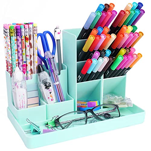 OFFCUP Portalápices de Escritorio de Plástico, 5Pcs Organizador Escritorio para Lápices, Multifuncional Lapiceros para Escritorio, Niños Portalápices Verde, Para Oficina, Hogar y Escuela