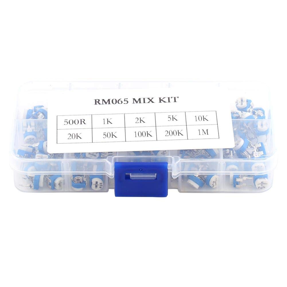 REES52® 100Pcs 10Values 500ohm-1Mohm Variable Resistor Trimming Potentiometer Rheostat Trimpot Assortment Kit with Clear Plastic Box (Blue&White) (B098TR4TB5) Amazon Price History, Amazon Price Tracker