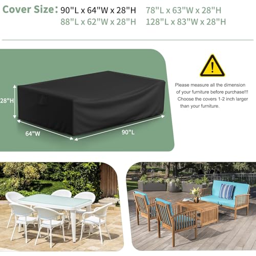 Image of Gasadar Outdoor Patio Furniture Covers Waterproof,500D Oxford,All Weather Protection Patio Table Covers for Outdoor Furniture Set,90 inch L x 64 inch W x 28 inch H,Black