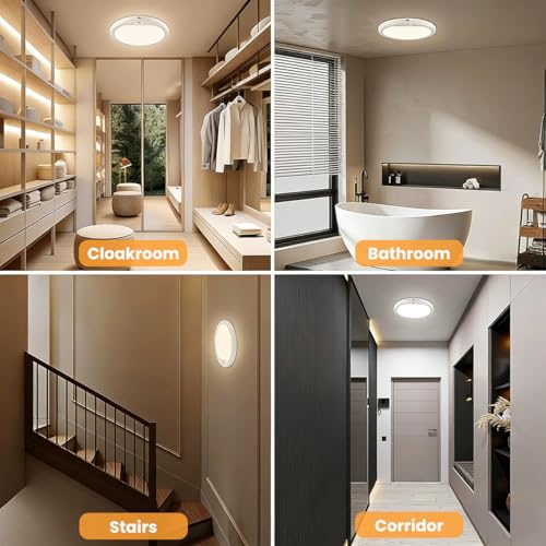 Image of ELEPHANTBOAT Motion Sensor LED Light, 7'' Round LED Wall Lamp with Remote Control, 3 Color Temperatures & 5 Brightness Levels Sensor Light for Home Indoor, Living Room, Balcony, Stairway