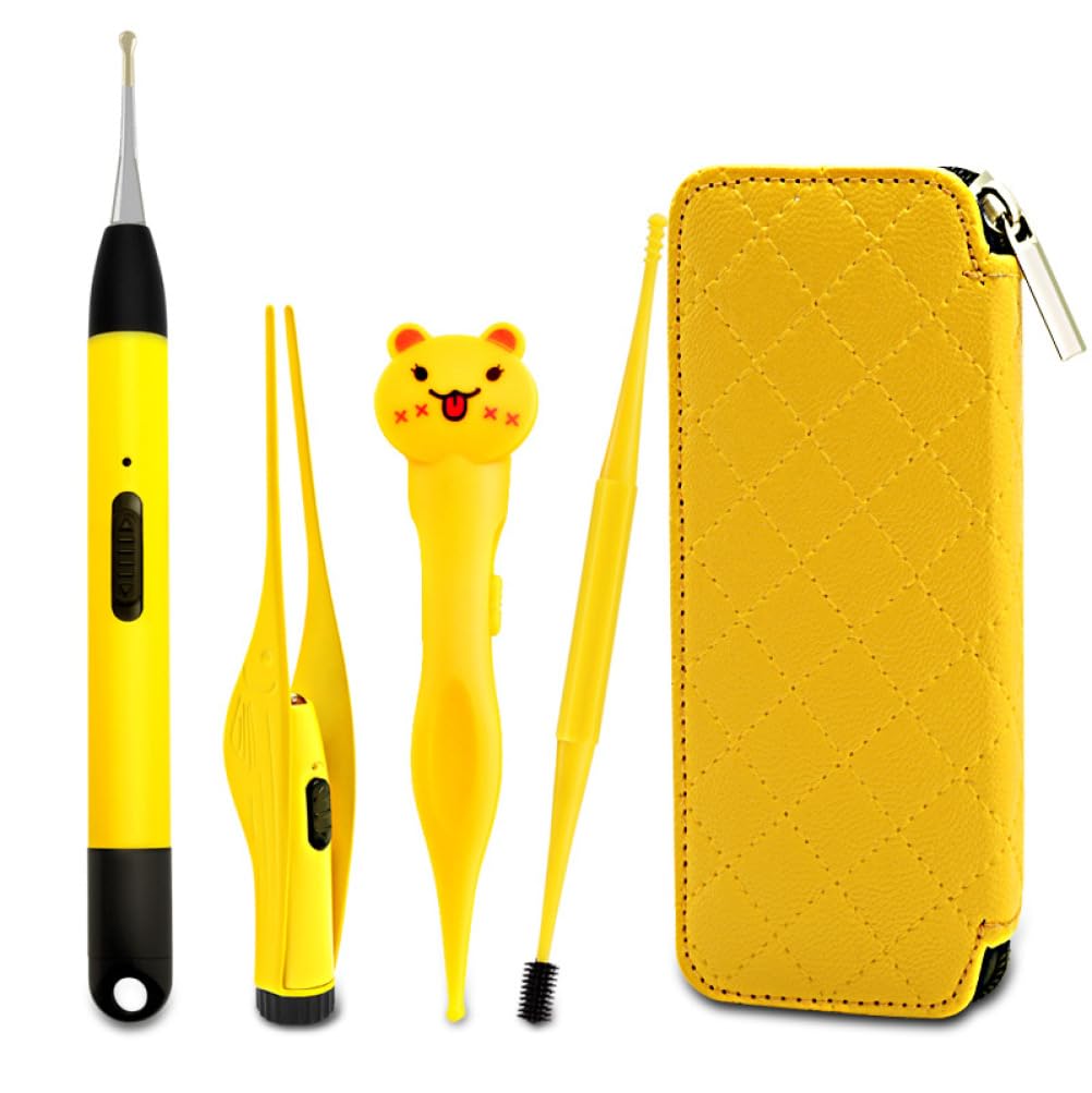 Pastoralist Baby Nasal Tweezers with LED Light, Infant Nose Cleaning Tweezer Round-Head Baby Nose booger Picker Ear Cleaner Clip Tool for Relieves Stuffy Nose(4 Pieces)