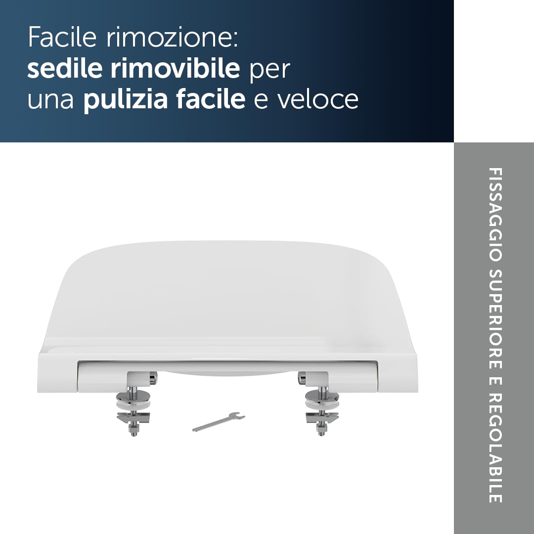 Ideal Standard T468301 Sedile WC originale Ideal Standard i.life B con chiusura ammortizzata, avvolgente, bianco