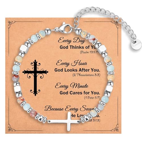 Image of Christian Gifts for Women Girls, Religious Cross Bracelet, Birthday Christmas Easter Baptism Confirmation First Communion Valentines Day Graduation Gifts for Her