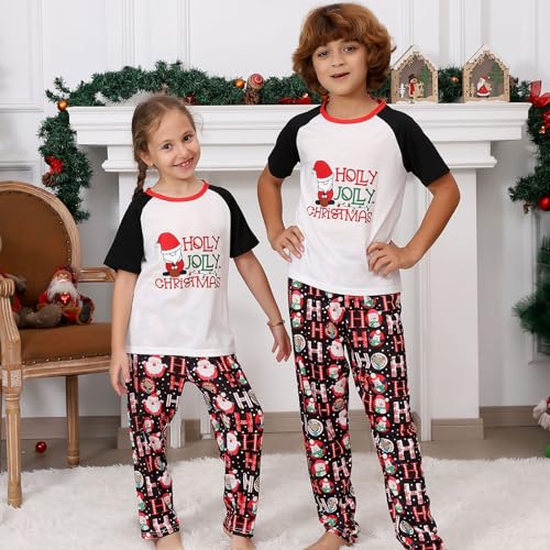 PYAEAS Christmas Pajamas for Family Matching Holiday PJ's Jammies Sets with Short Sleeve Tee and Pants Sleepwear Loungewear4