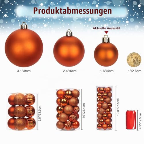 4CM Weihnachtsdeko Weihnachtskugeln, 40 Stücke Bruchsiche Christbaumkugeln Ornamente Weihnachtsbaumschmuck für Weihnachtsbaum… – Ansicht 3