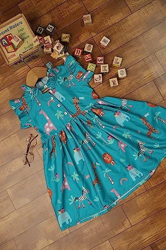 TAGAS Baby-Girl's Rayon Fit and Flare Knee-Length Frock (KD-1113-1111-1010_Blue_9 Years-10 Years)