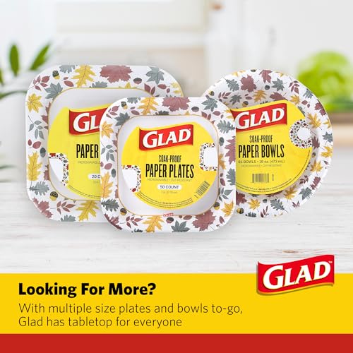 Image of Glad Square Disposable Paper Plates, Falling Foliage, 10 Inch, 20 Count