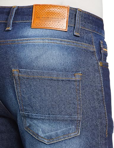 Image of The Indian Garage Co Men Slim Fit Solid Mid-Rise Stretchable Jeans