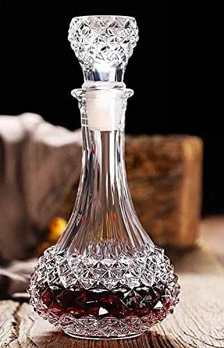 Image of Whiskey Decanter /Wine Carafe,1000ml Liquor Decanter for Alcohol, Wine, Scotch, Brandy or Bourbon, Lead-Free Crystal - 1pc, Clear.