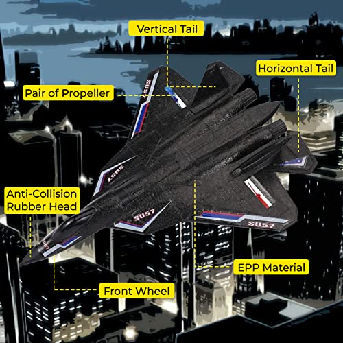 Coldbreezes - Remote Control Airplane| 2-Channel 2.4Ghz Remote Control, Easy To Fly Auto Balance | Rc Airplane For Adults, Kids & Beginners | Jet Fighter Toy Gift For Fun, Holiday Season (Su-57 Pro) #TOP2
