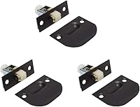 Vista 3 de Litepak Pestillo de rodillo ajustable para muebles, armario, puerta con placa de golpeo y tornillos (paquete de 3, bronce aceitado)