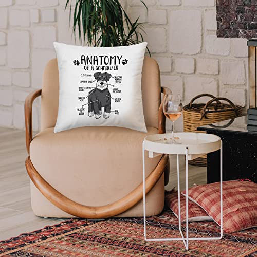 Dibor Anatomy Of A Schnauzer Throw Pillow Covers 18X18 In - Gift For Dog Lovers Poodle Mom Girls Women,Home Bedroom Living Room Girl Room Decorative Cushion Covers For Sofa Couch Bed #TOP1