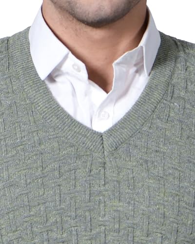 Image of Men Woolen V-Neck Solid Plain Design Sleeveless Pullover Heavy Rainbow Fabric Winter Wear Pure Wool Cardigan for Men Fully Warm Pullover Free Sizes